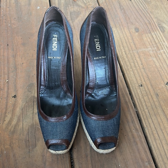 FENDI Vintage Denim Espadrilles 7.5 - Picture 4 of 10